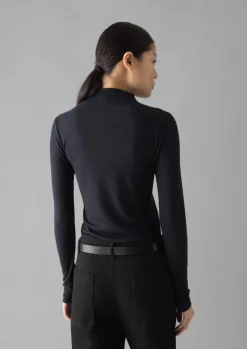 Jersey|Tops & Tees-TOAST Aster Wool Lyocell High Neck Tee Ink