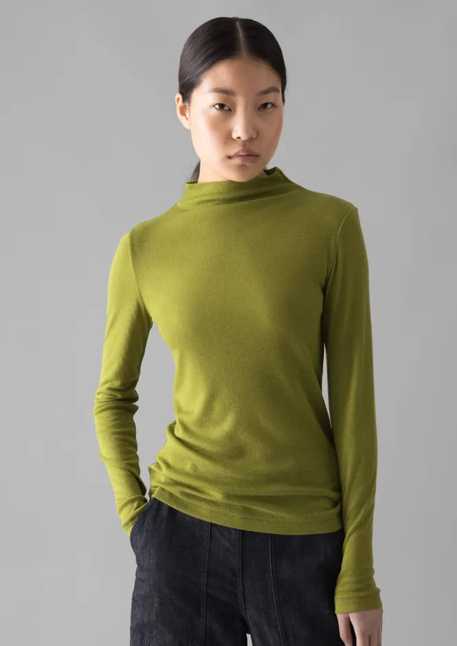 Jersey|Tops & Tees-TOAST Aster Wool Lyocell High Neck Tee Pea