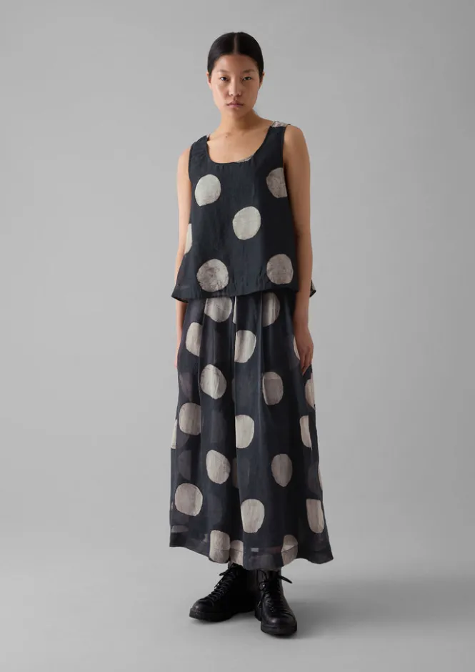 Tops & Tees-TOAST Batik Dot Print Tank Top Black/Ecru
