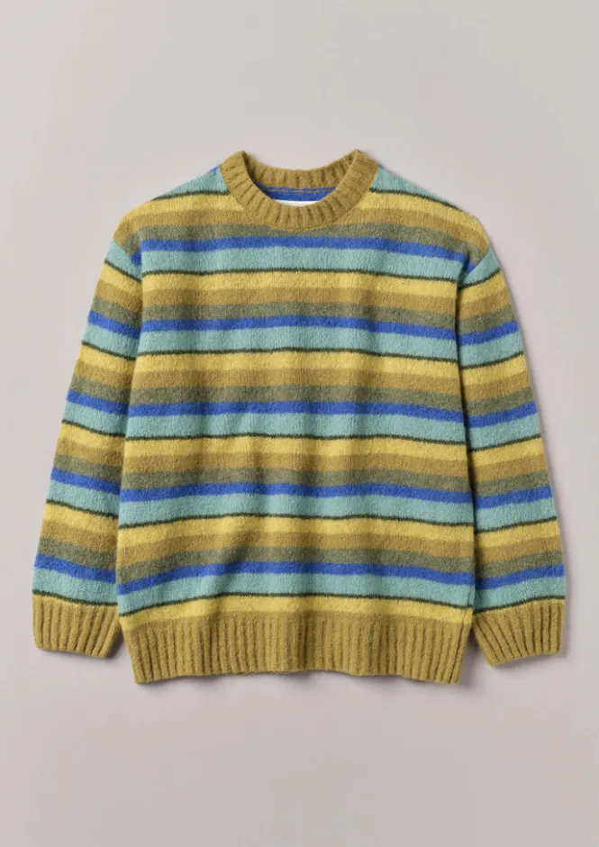 Knitwear-TOAST Brushed Stripe Sweater MustardMulti