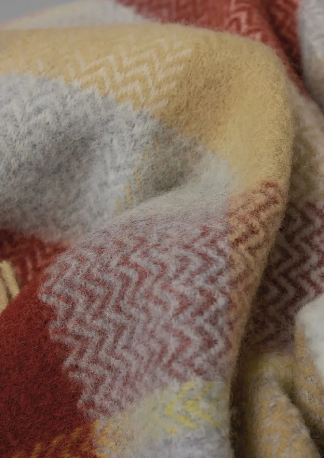 Textiles|Blankets & Throws-TOAST Chevron Check Wool Blanket Celery/Rust