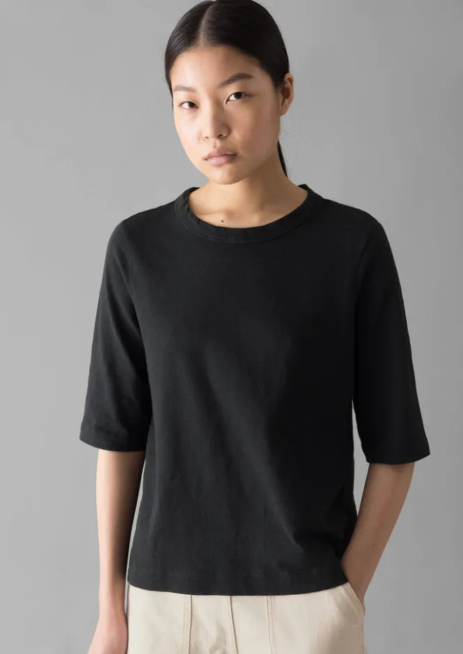 Jersey|Tops & Tees-TOAST Cleo Garment Dyed Organic Cotton Tee CarbonBlack