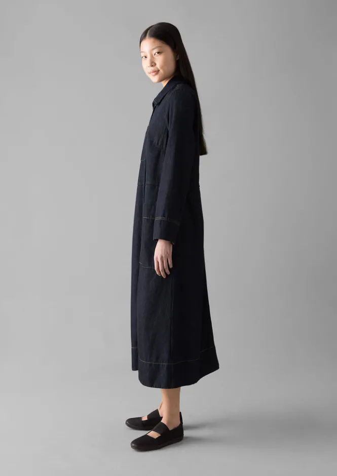 Denim|Workwear-TOAST Cotton Hemp Denim Dress Indigo
