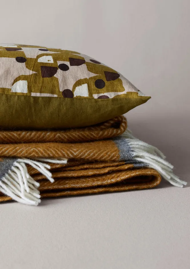 Textiles|Blankets & Throws-TOAST Diamond Wool Blanket Caramel/Charcoal