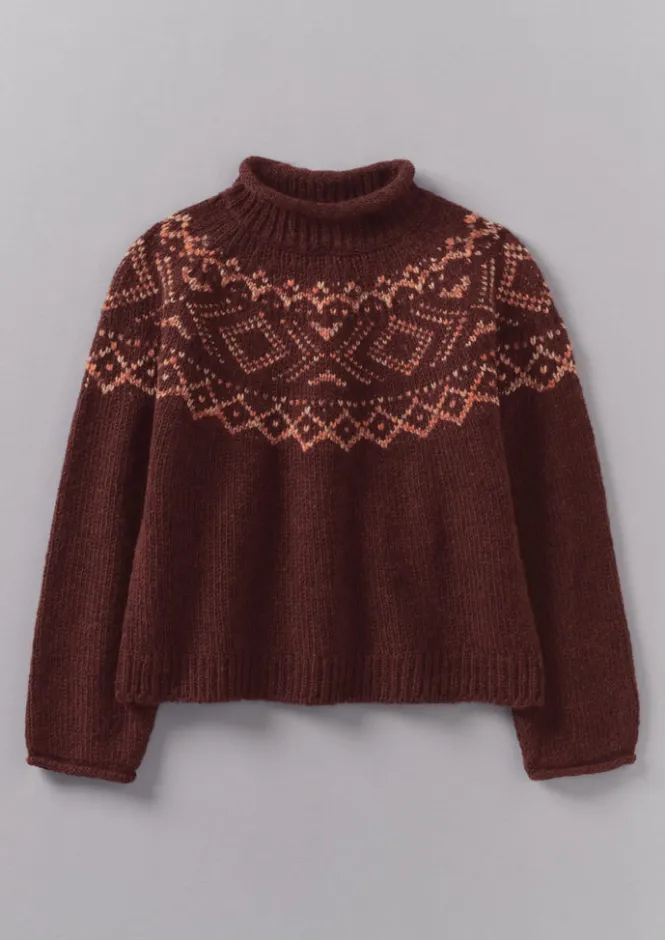 Knitwear-TOAST Graphic Yoke Sweater DarkRed/Brick