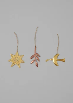 Christmas Decorations-TOAST Hammered Metal Star Decoration Brass