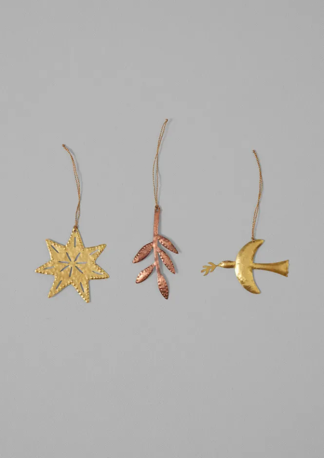 Christmas Decorations-TOAST Hammered Metal Star Decoration Brass