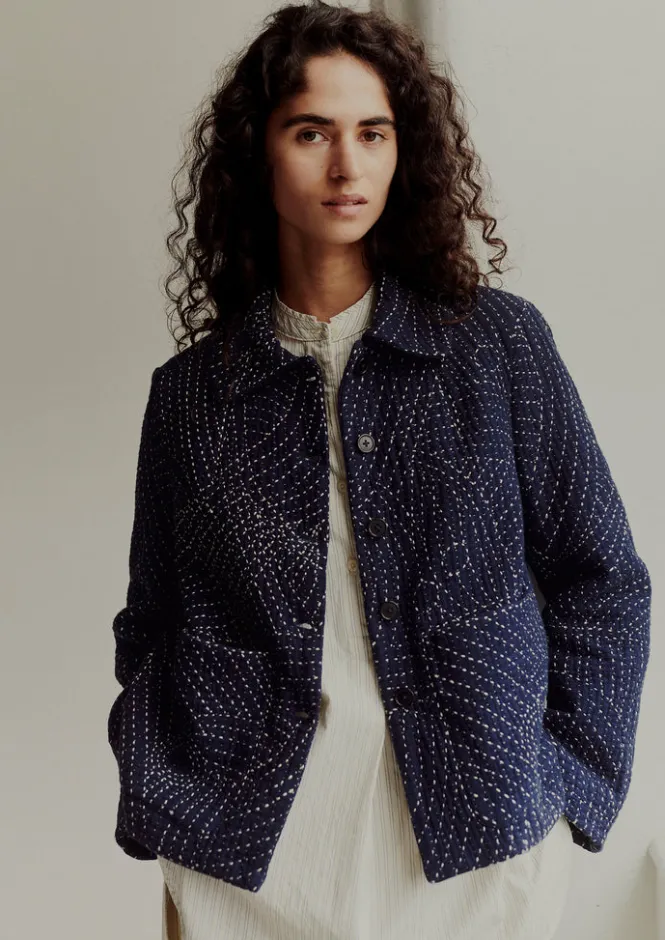 Coats & Jackets-TOAST Hand Embroidered Kantha Jacket Indigo