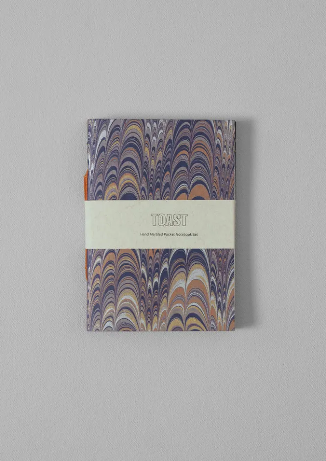 Stationery-TOAST Hand Marbled Pocket Notebook Set Multi