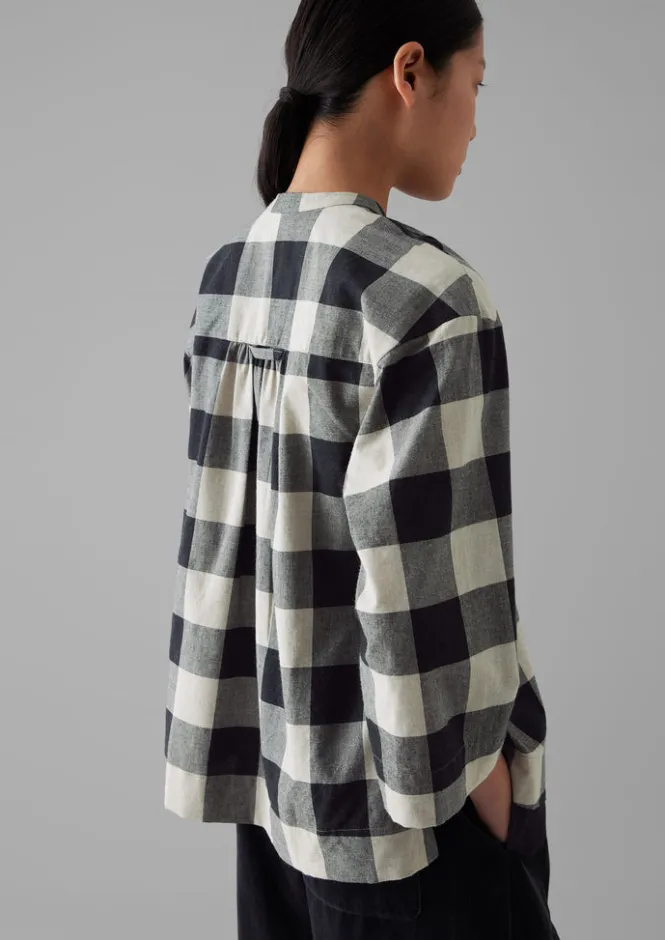 Cashmere|Loungewear-TOAST Macro Gingham Cotton Cashmere Shirt Onyx/Ecru