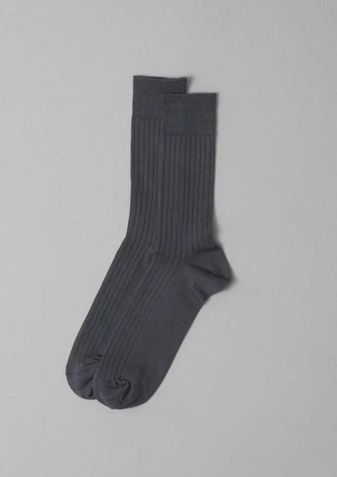 Socks & Tights-TOAST Nishiguchi Kutsushita Silk Cotton Socks Charcoal