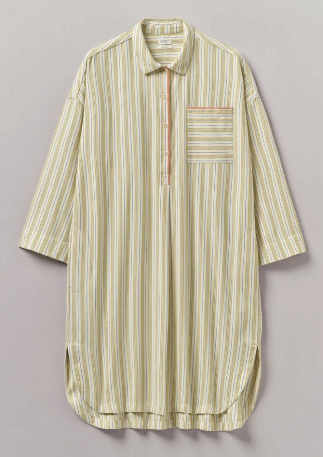 Nightwear-TOAST Nova Stripe Flannel Nightshirt Ecru/Celery