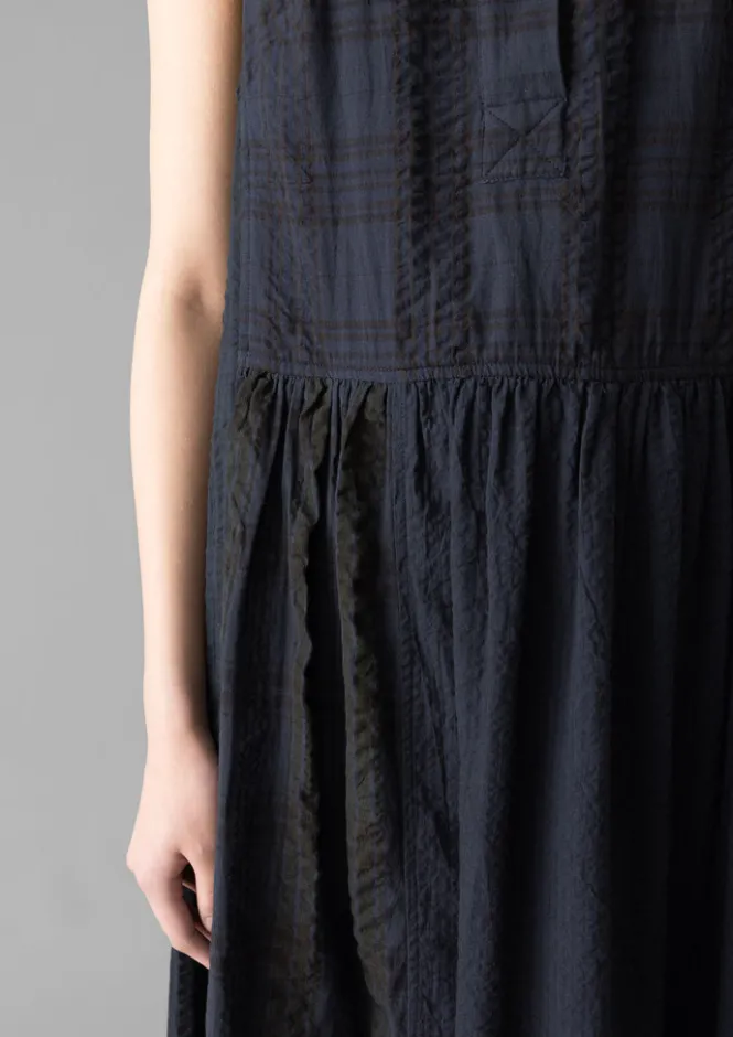 Loungewear|Dresses-TOAST Overdyed Check Seersucker Dress Slate