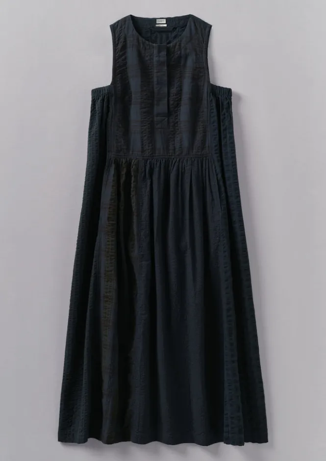 Loungewear|Dresses-TOAST Overdyed Check Seersucker Dress Slate