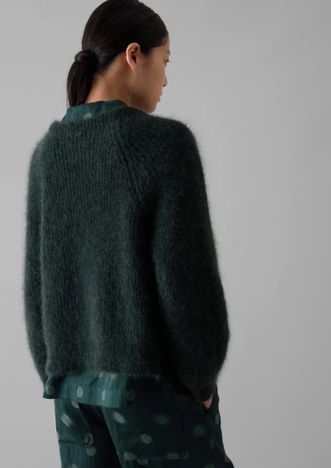 Knitwear-TOAST Ribbed Mohair Blend Cardigan DeepForest
