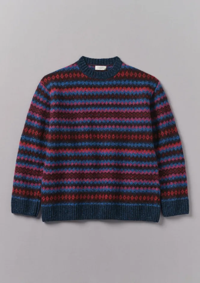 Knitwear-TOAST Soundwave Jacquard Crew Neck Sweater AmethystMulti