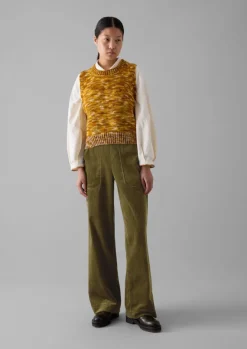 Knitwear-TOAST Space Dyed Wool Knitted Tank Mustard/Putty